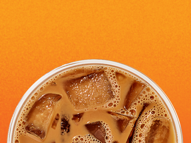 An iced macchiato and An iced coffee